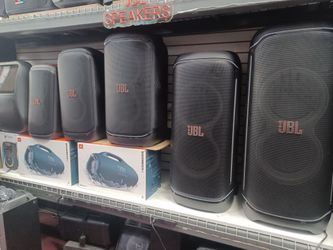 All sizes jbl partybox Speakers in stock.  Brand new.  Financing available.  $299 and up