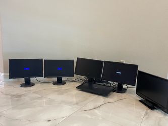 5-Screen monitors 5x 22" ViewSonic VG2239m + 22" Dynex HDTV with Power Cables