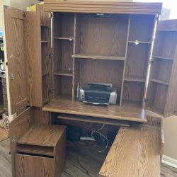 Wood Desk TV Stand