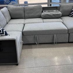 New 92x119x69 Sleeper Sectional Couch With Storage And USB / Free Delivery 