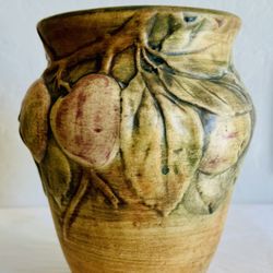 Vintage WELLER BALDWIN APPLE AMERICAN ARTS & CRAFTS ANTIQUE BAS-RELIEF, VASE