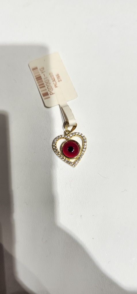New 14KT PURE GOLD EVIL EYE WITH CZ Charm