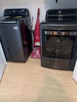 LG Black Steel Steam Washer And Steam Dryer