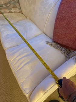 Six-foot Floral Damask Skirted Sofa - excellent condition