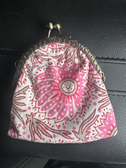 Floral Fabric Coin Purse with Kiss Clasp