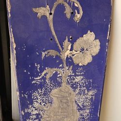 Purple Wooden Board for a Skateboard, Wall Decor, Etc. with Hawaiian flowers