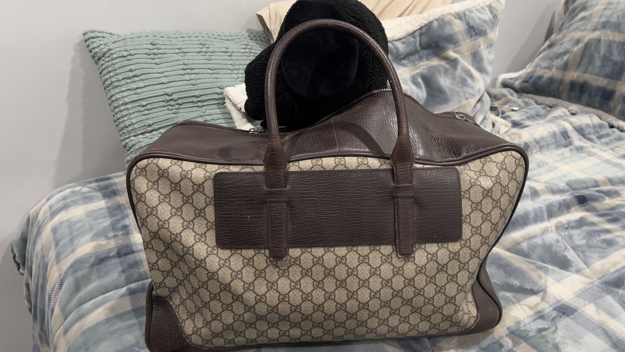 GUCCI Leather Supreme Suitcase duffle bag