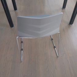 Black And Silver Dining Room Table With 4 Grey Chairs 