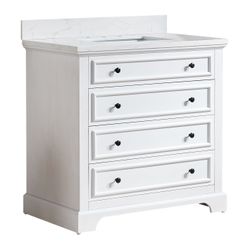 Fully Assembled 36'' Freestanding Single Bathroom Vanity with Marble Top