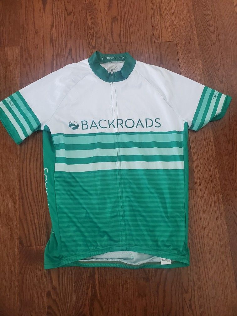 Cycling Jersey GARNEAU Backroads Green Full-Zip Short Sleeve Large Mens
