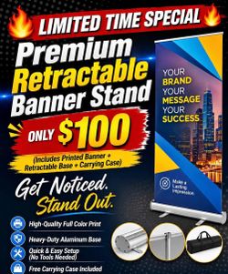 Premium Retractable Banner Stand with Carrying Case