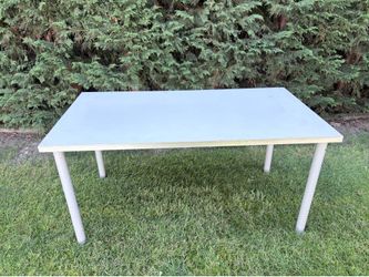 IKEA gray rectangle utility table with metal legs