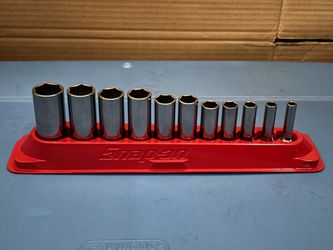 Snap-on Tools 11 pc 3/8" Drive 6-Point SAE Flank Drive® Deep Socket Set. 1/4" to 7/8"