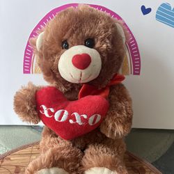 TEDDY BEAR - BROWN WITH RED HEART! 14 INCH