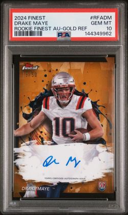 2024 Topps Finest - Drake Maye Auto #RFA-DM Gold Refractor /50 PSA 10