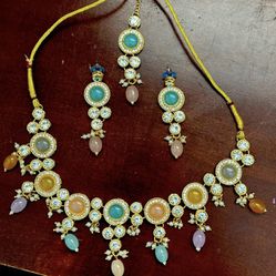 Necklace , Earrings With Tikka Set 