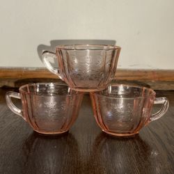 Set Of 3 Vintage Pink Teacups