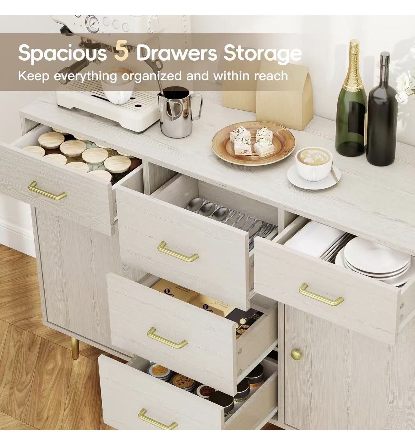 48" Wide Modern Chest of Drawers with Metal Handle