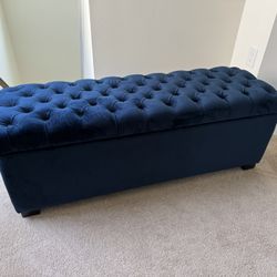 Navy Blue Tufted Storage Ottoman