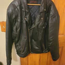 XL Leather motorcycle jacket.