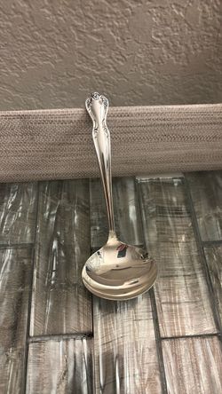 Silver Gravy Ladle with Floral Handle