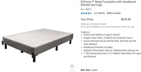 TWIN / FULL / QUEEN  EnForce 14" Metal Platform Bed with Headboard Bracket