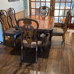 Real Wooden Table W 5 Wooden Chairs. 