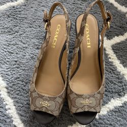 Coach Brown Wedge Sandal Size 7.5 Pick up Today 
