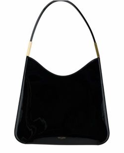 SAINT LAURENT SADIE SHOULDER BAG HOBO BLACK PATENT LEATHER GOLD HARDWARE NEW
