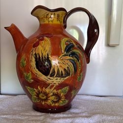 Maxcera Corporation Orange Rooster Pitcher