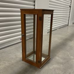 Antique Pie Cabinet Display Shelf With Lock Screen Door Wooden Vintage Mirror Bottom Rare