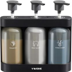 New Shampoo and Conditioner Dispenser Shower Soap Dispenser 3 Chamber No Drill Shampoo Dispense for Shower Wall Mounted Shower Shampoo Dispenser 3 Cha