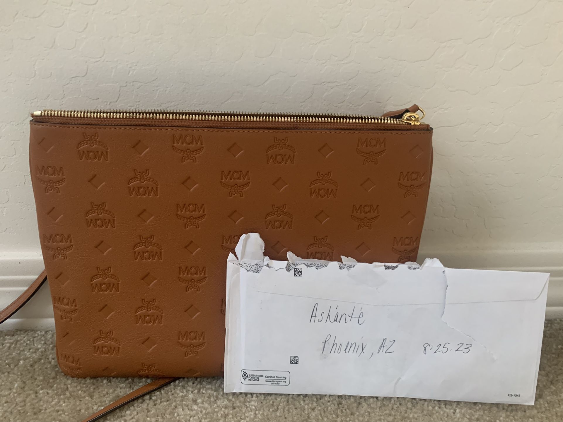 Authentic Leather MCM Crossbody Clutch