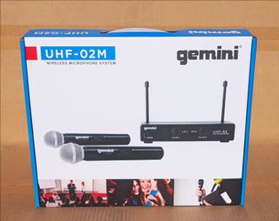 Gemini Professional UHF Wireless Microphone System Dual Mic Set Karaoke DJ Live Vocals 150 Ft UHF-02M 🚨 Payment Options Available 🚨