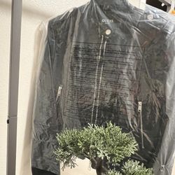 Black leather jacket by Guess