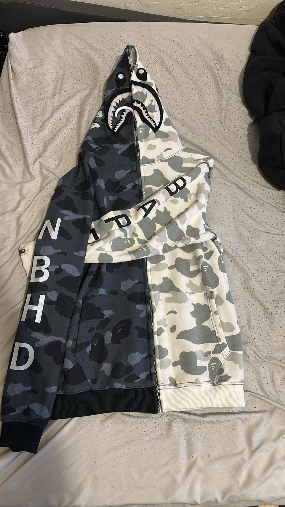 BAPE x Neighborhood Split Camo Shark Full Zip Hoodie