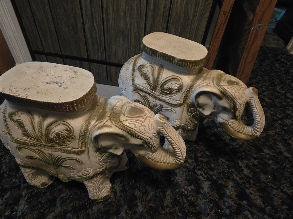 2 Large Ceramic Elephants