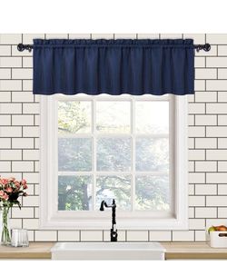 Navy Blue Valance 60x15 with Rod