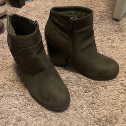 Brand New Army Green Heel Boots Size 8 