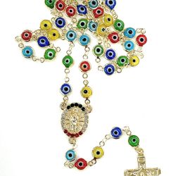 Evil Eye San Judas Rosary Gold Plated 
