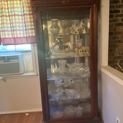 5 Shelf Solid Oak Curio Cabinet