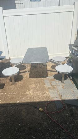 Outdoor Table with 4 Attached Swivel Seats