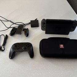 Nintendo Switch, Pro Controller, and Case