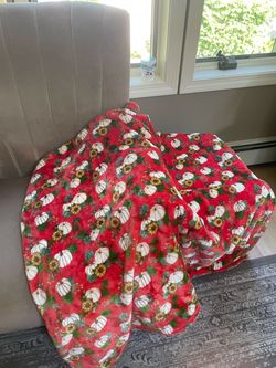 OrangeThrow Blanket Pumpkin Floral Print