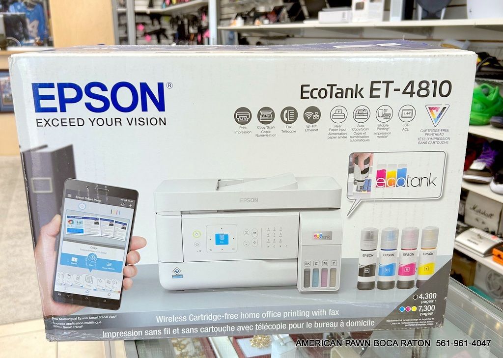 NEW Epson EcoTank ET-4800 Wireless All-in-One Cartridge-Free Supertank Printer with Scanner, Copier, Fax, ADF and Ethernet