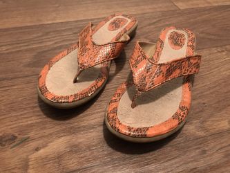 B.O.C. Orange Snakeskin Thong Sandals