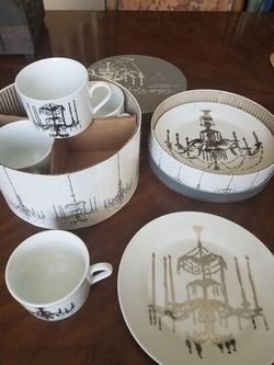 New chandelier set plates cups