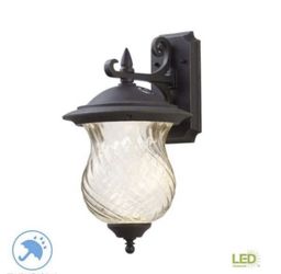 Set of 2 Home Decorators Aged Patina Outdoor LED Wall Lantern W/ Photocell