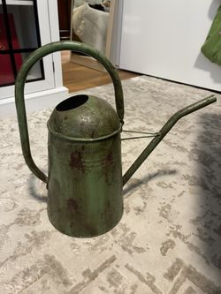 Unique Green Rustic decorative watering can- great for indoor & outdoor decor.