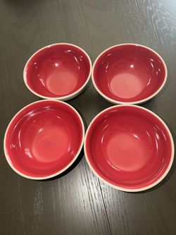 Red Ceramic Soup Bowls- Set of 4